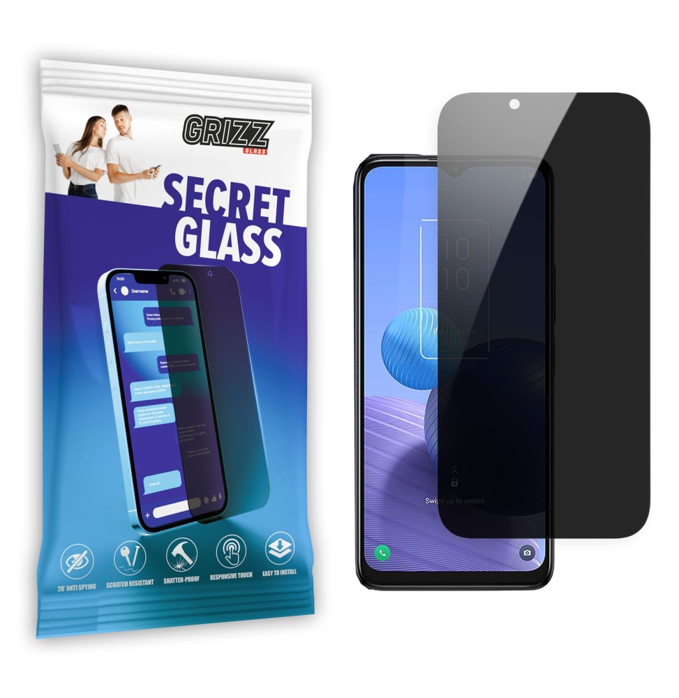 Sekretne szkło hybrydowe do TCL 408 prywatyzujące Grizz SecretGlass