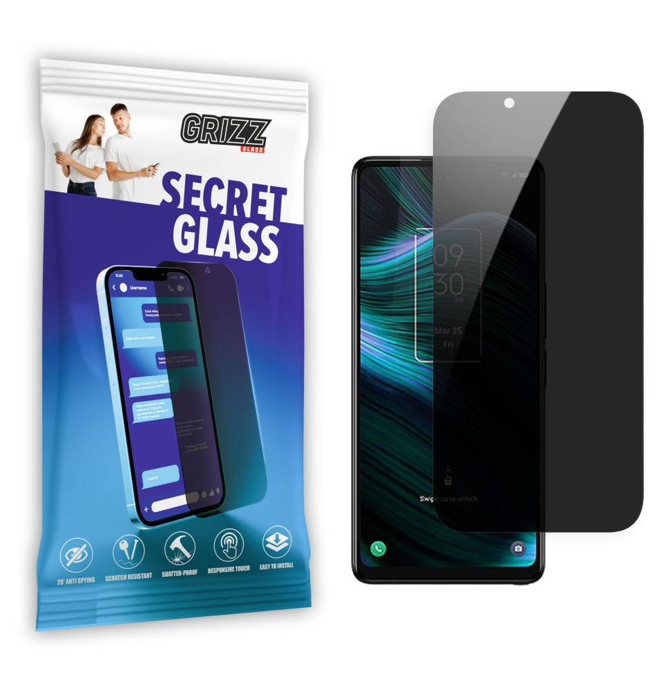 Sekretne szkło hybrydowe do TCL Stylus prywatyzujące Grizz SecretGlass