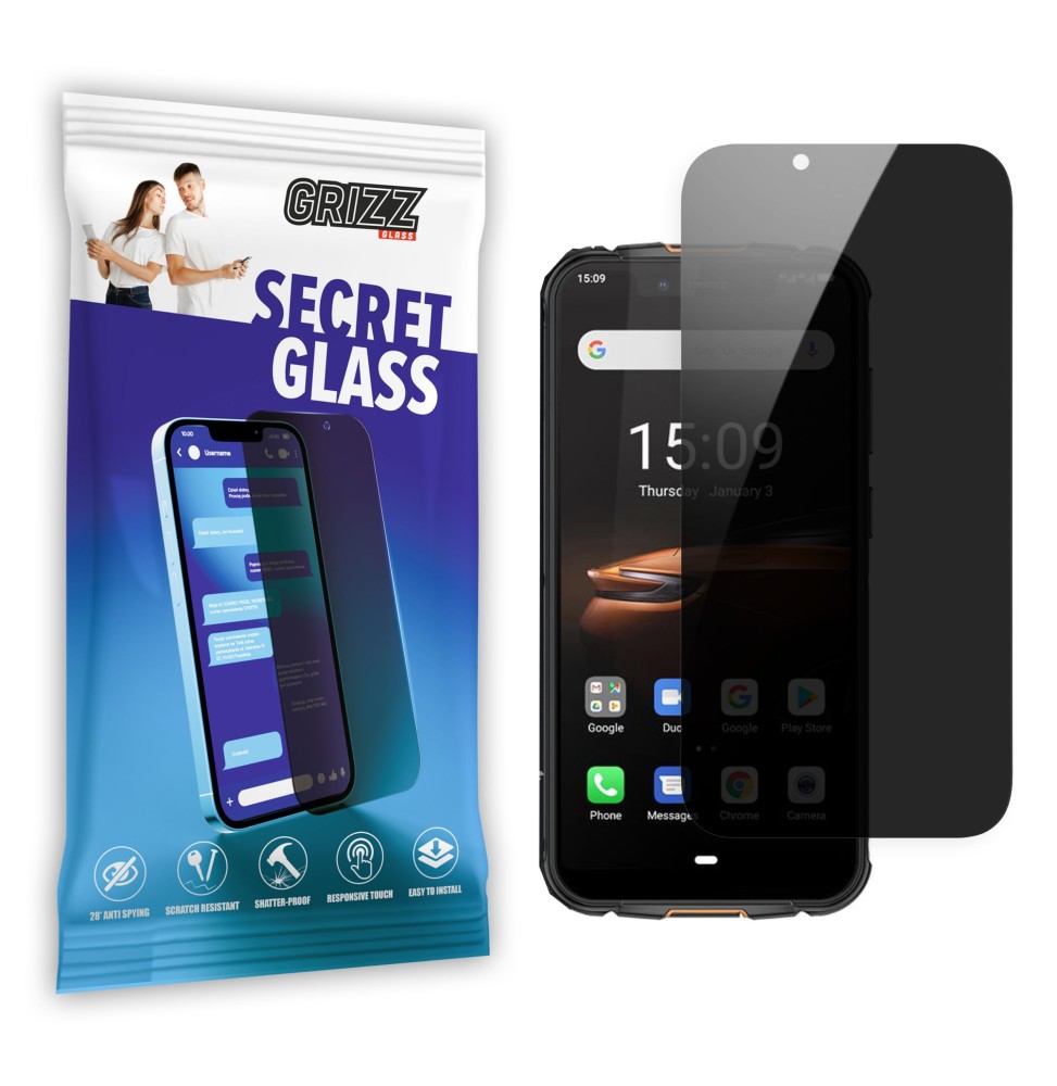 Sekretne szkło hybrydowe do Ulefone Armor 5s prywatyzujące Grizz SecretGlass