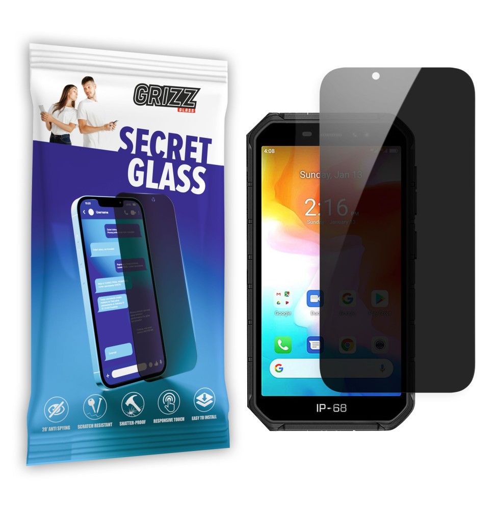 Sekretne szkło hybrydowe do Ulefone Armor X7 prywatyzujące Grizz SecretGlass