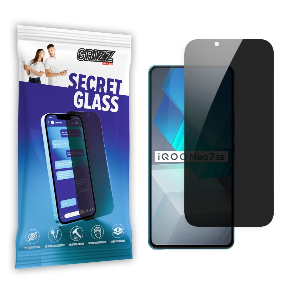 Sekretne szkło hybrydowe do Vivo iQOO Neo7 SE prywatyzujące Grizz SecretGlass