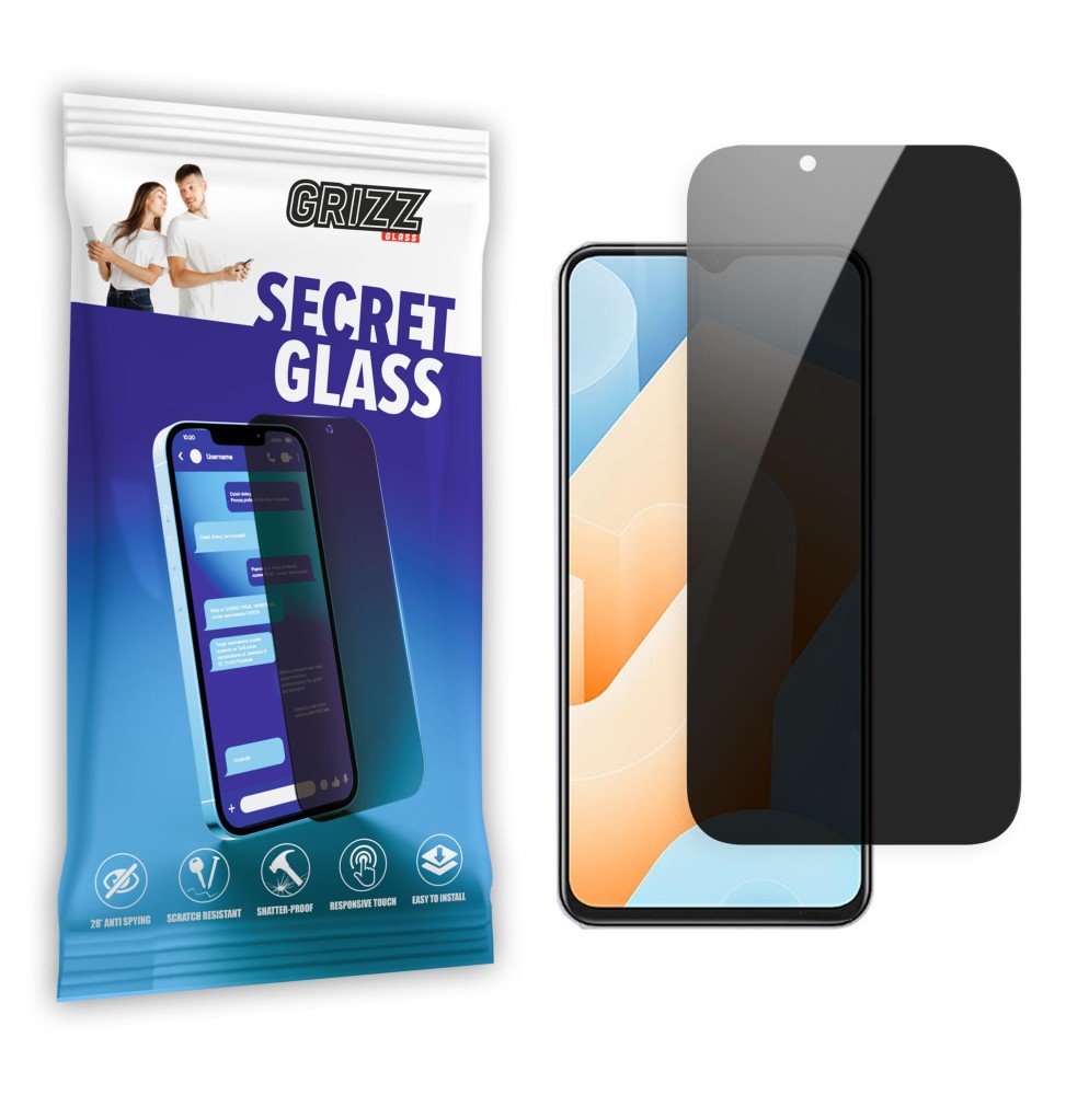 Sekretne szkło hybrydowe do Vivo IQOO U5e prywatyzujące Grizz SecretGlass