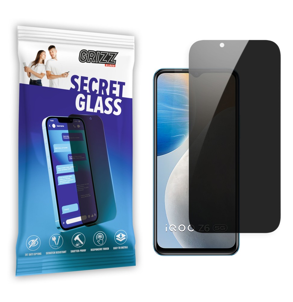 Sekretne szkło hybrydowe do Vivo IQOO Z6 prywatyzujące Grizz SecretGlass