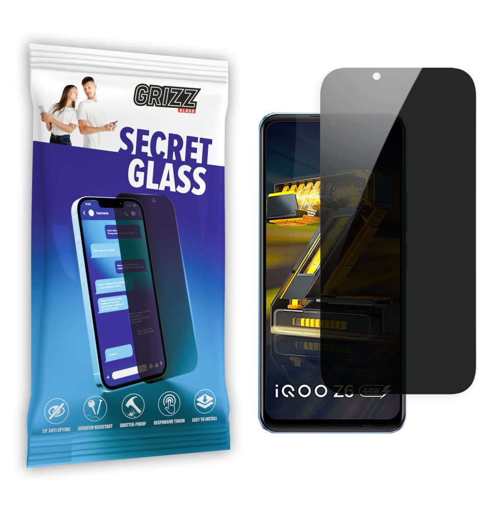 Sekretne szkło hybrydowe do Vivo iQOO Z6 44W prywatyzujące Grizz SecretGlass