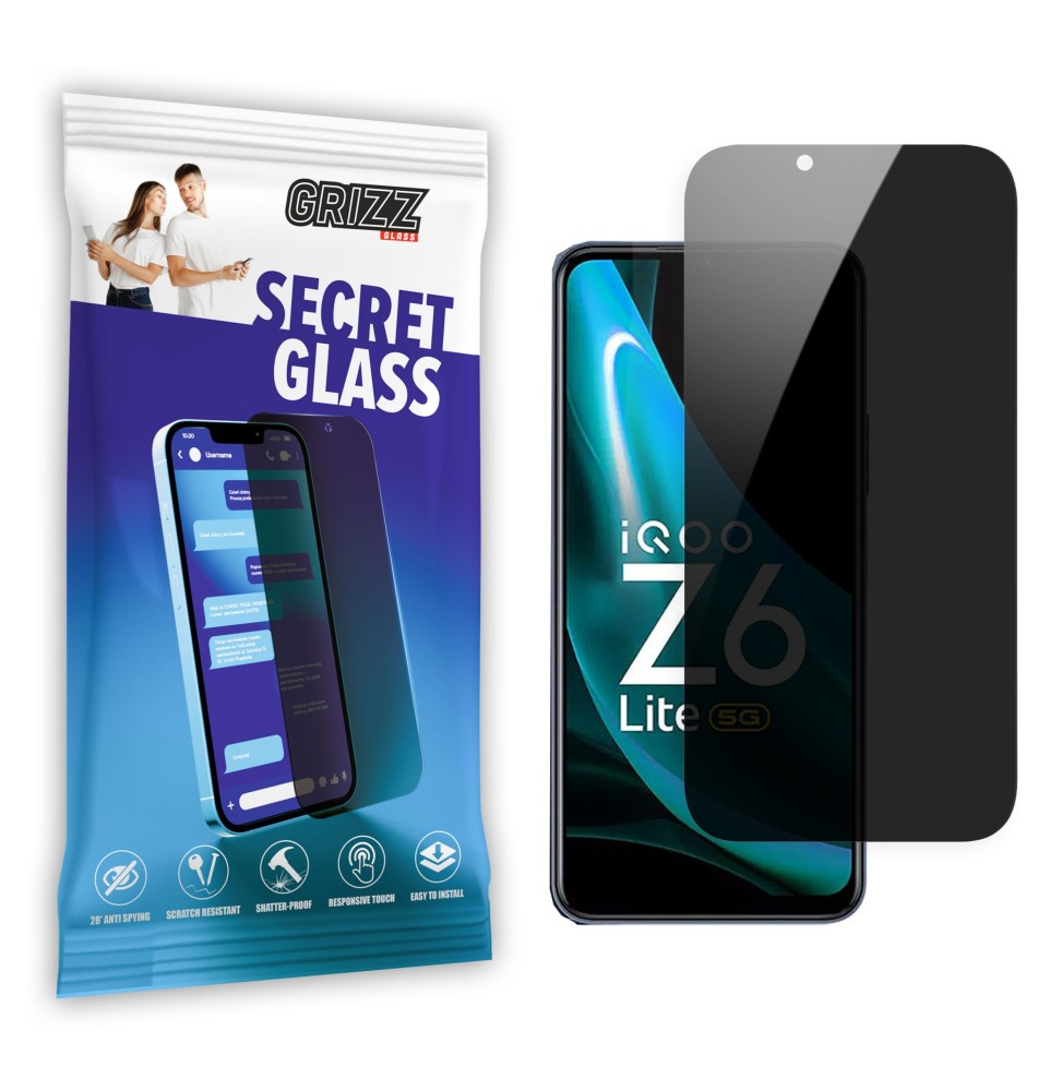 Sekretne szkło hybrydowe do Vivo iQOO Z6 Lite prywatyzujące Grizz SecretGlass