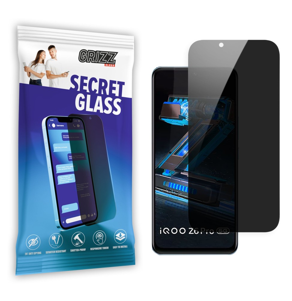 Sekretne szkło hybrydowe do Vivo iQOO Z6 Pro prywatyzujące Grizz SecretGlass