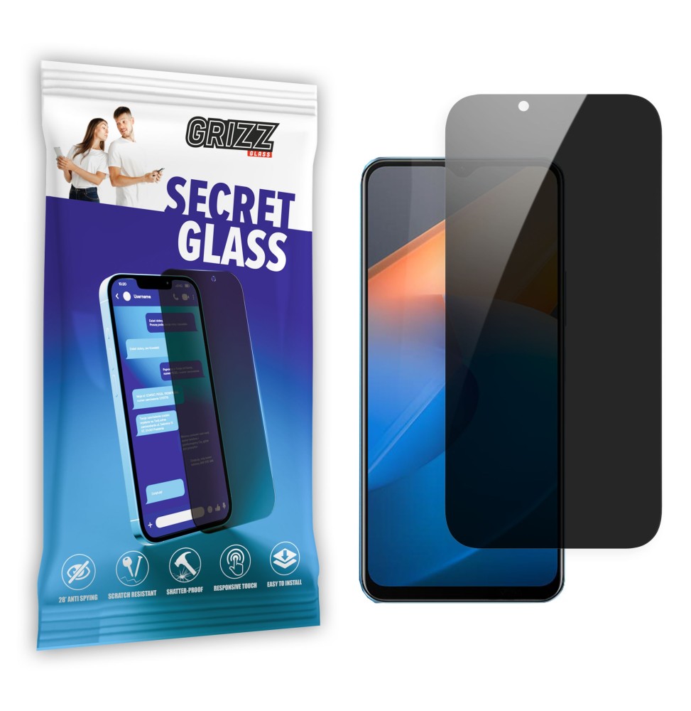 Sekretne szkło hybrydowe do Vivo IQOO Z6x prywatyzujące Grizz SecretGlass