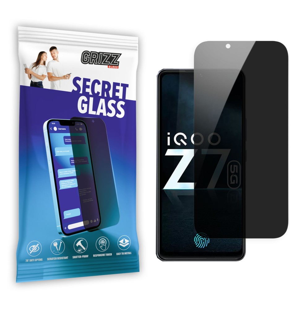 Sekretne szkło hybrydowe do Vivo IQOO Z7 prywatyzujące Grizz SecretGlass