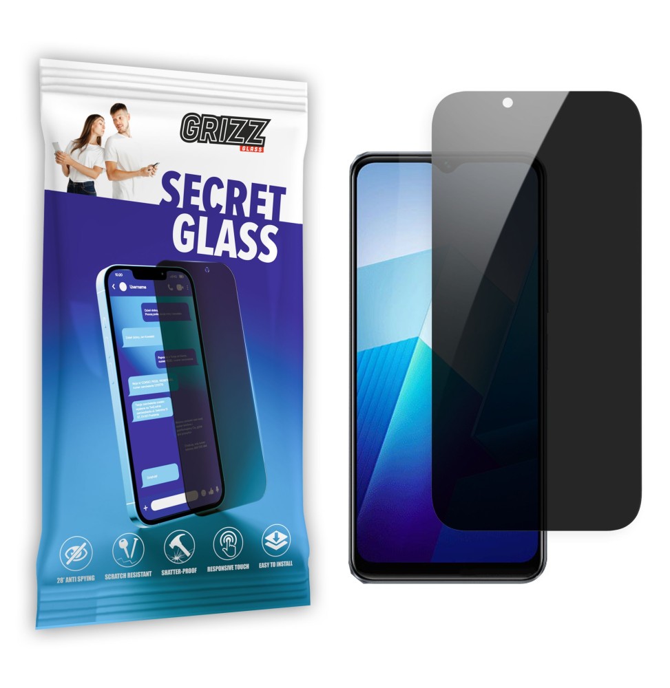 Sekretne szkło hybrydowe do Vivo IQOO Z7i prywatyzujące Grizz SecretGlass