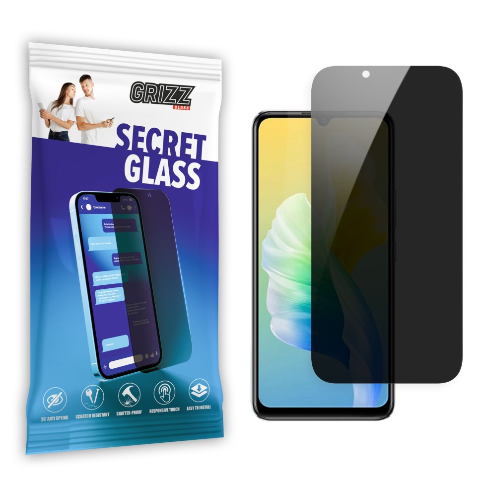 Sekretne szkło hybrydowe do Vivo S10e prywatyzujące Grizz SecretGlass