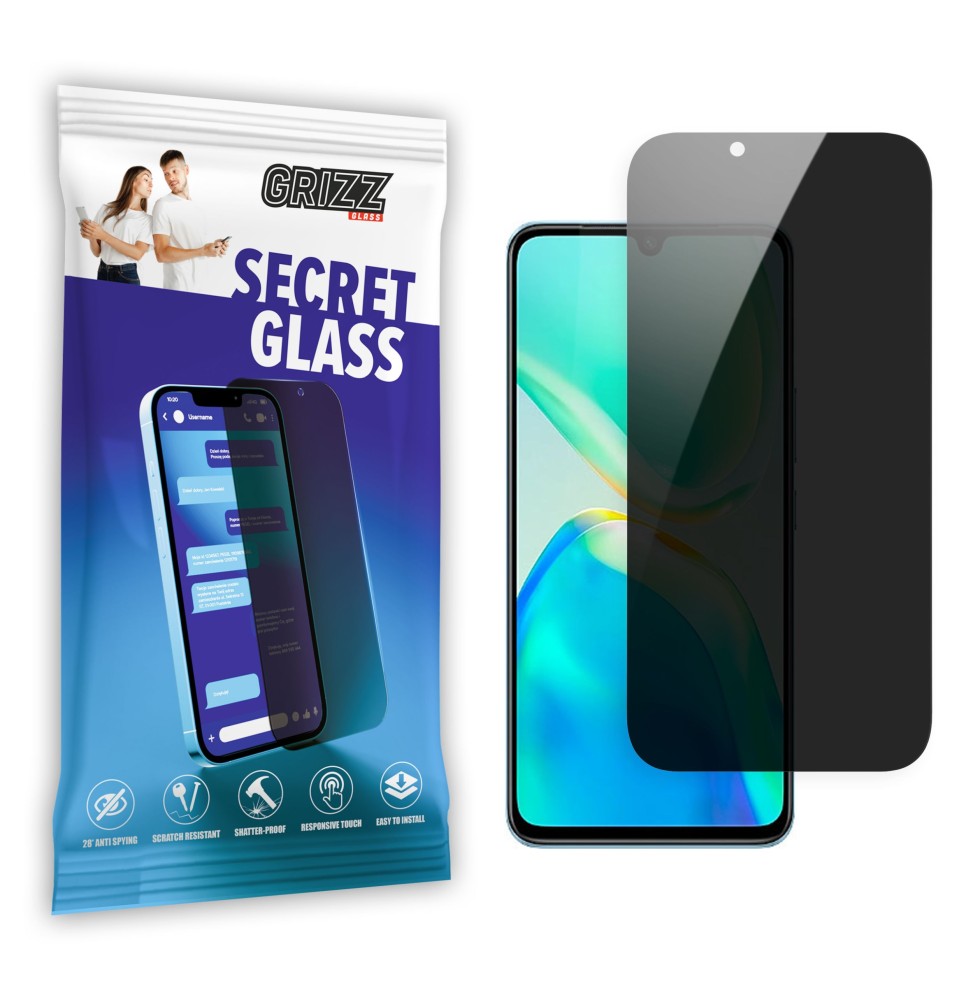 Sekretne szkło hybrydowe do Vivo S15e prywatyzujące Grizz SecretGlass