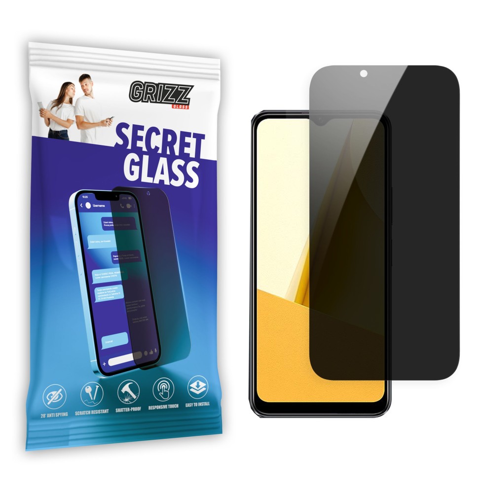 Sekretne szkło hybrydowe do Vivo Y16 prywatyzujące Grizz SecretGlass