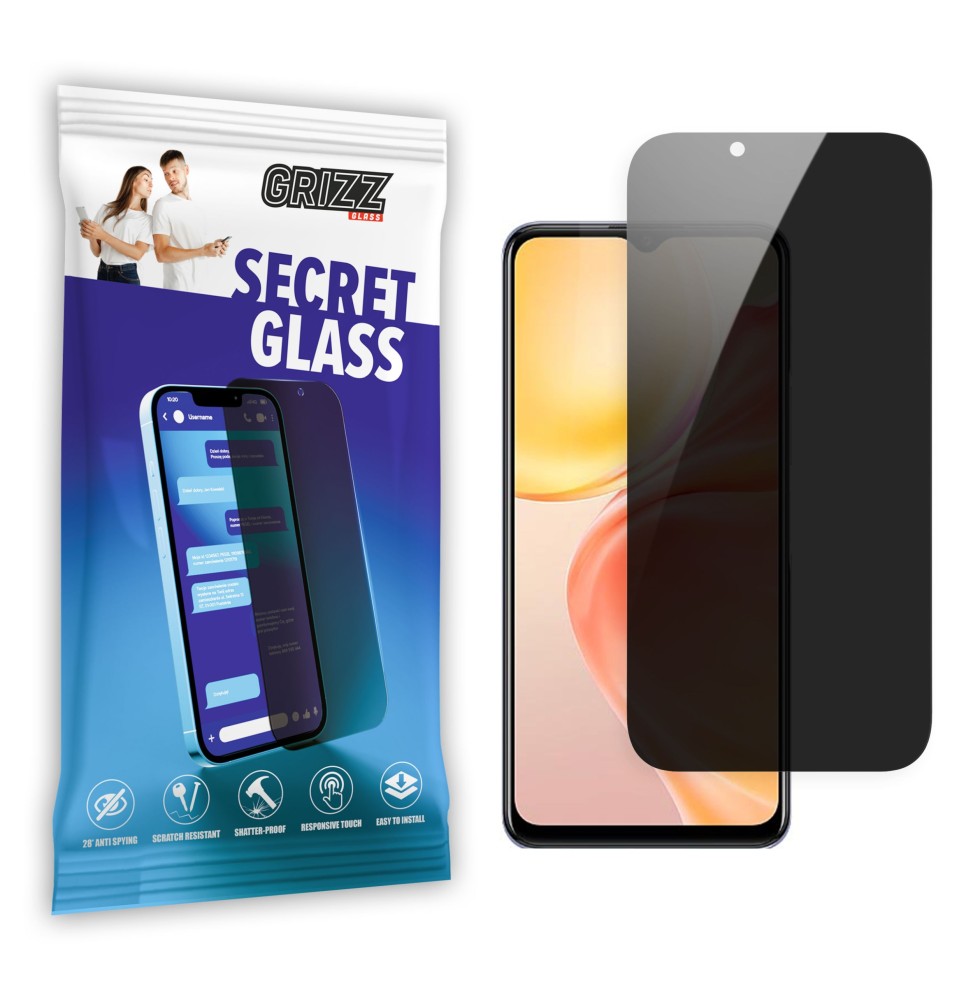 Sekretne szkło hybrydowe do Vivo Y75s 5G prywatyzujące Grizz SecretGlass