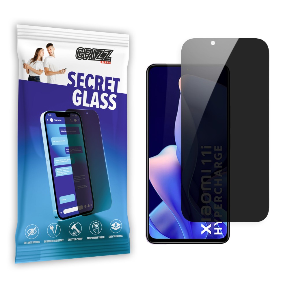Sekretne szkło hybrydowe do Xiaomi 11i HyperCharge prywatyzujące Grizz SecretGlass