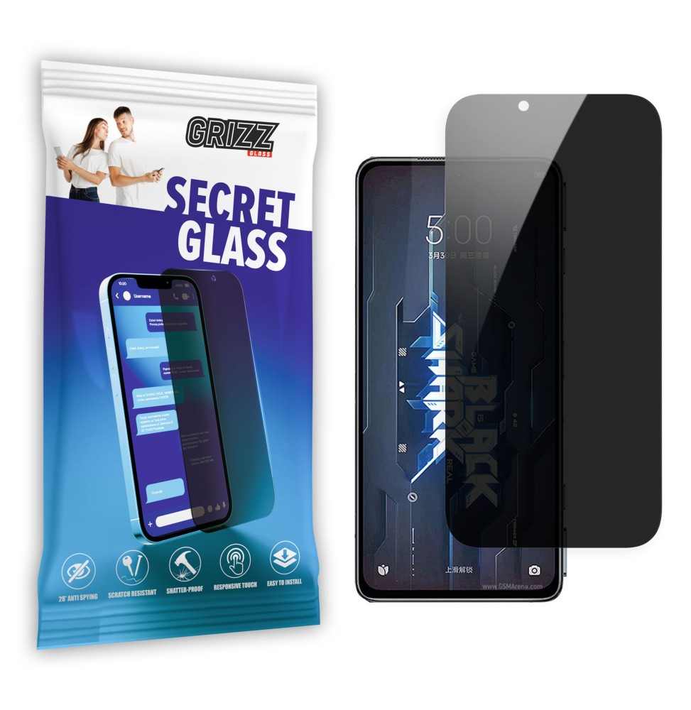Sekretne szkło hybrydowe do Xiaomi BlackShark 5RS prywatyzujące Grizz SecretGlass