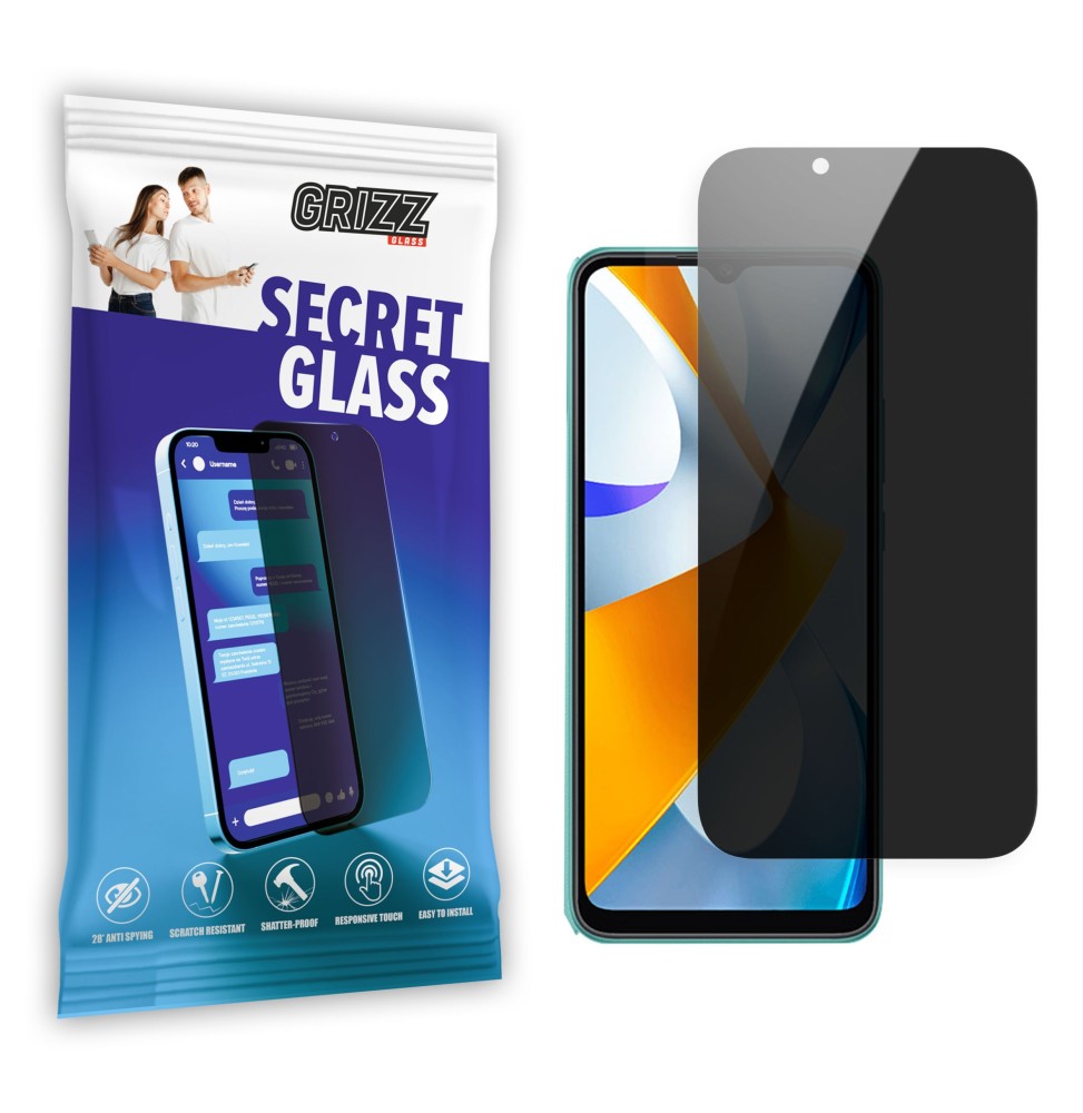 Sekretne szkło hybrydowe do Xiaomi POCO C40 prywatyzujące Grizz SecretGlass