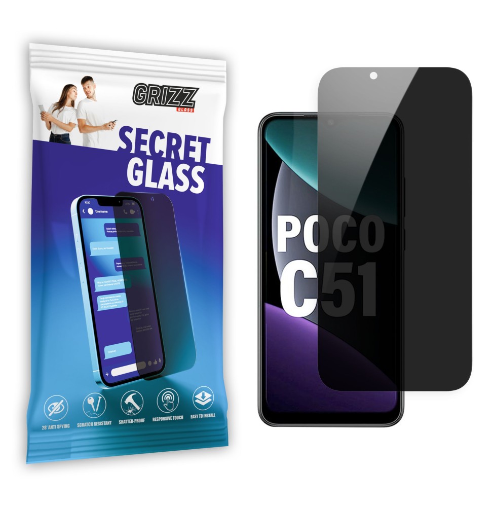 Sekretne szkło hybrydowe do Xiaomi POCO C51 prywatyzujące Grizz SecretGlass