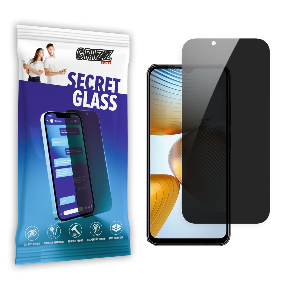 Sekretne szkło hybrydowe do Xiaomi POCO M4 5G prywatyzujące Grizz SecretGlass