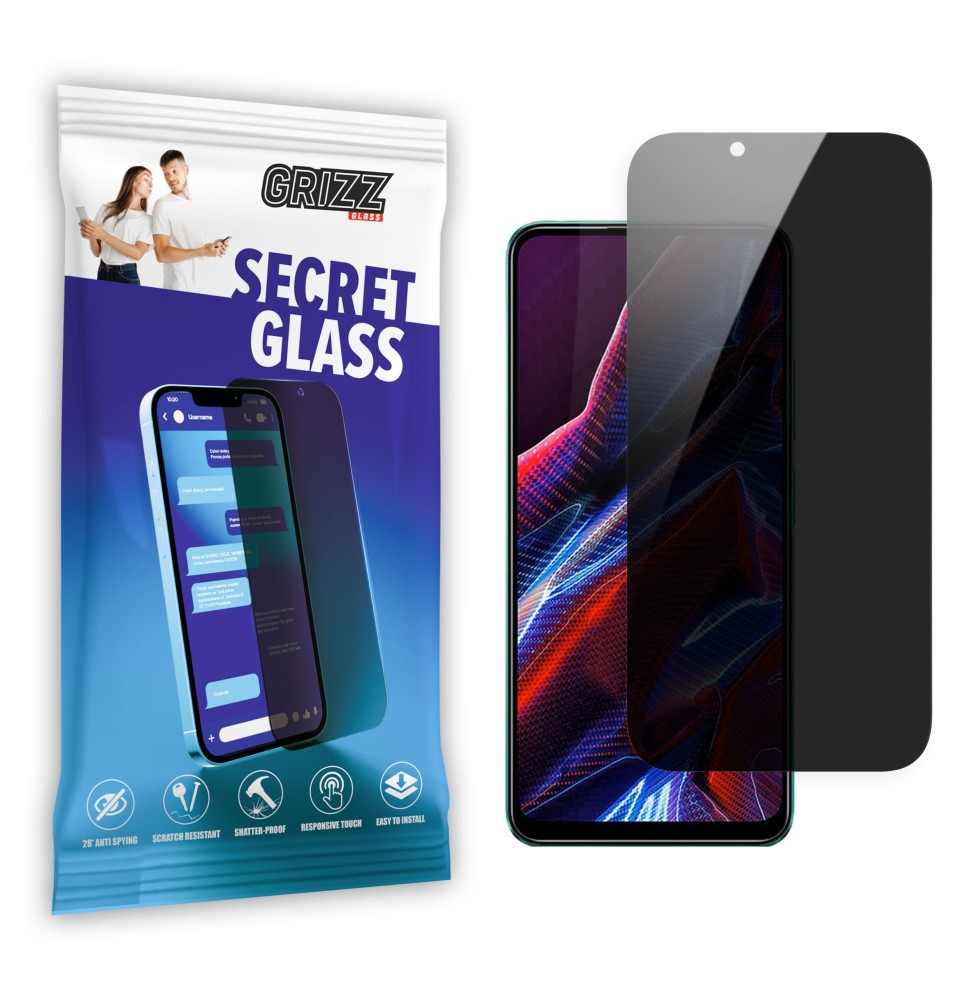 Sekretne szkło hybrydowe do Xiaomi POCO X4 Pro prywatyzujące Grizz SecretGlass