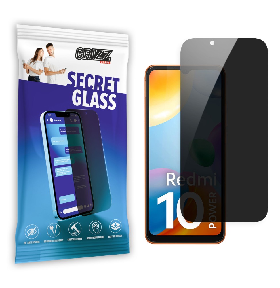 Sekretne szkło hybrydowe do Xiaomi Redmi 10 Power prywatyzujące Grizz SecretGlass