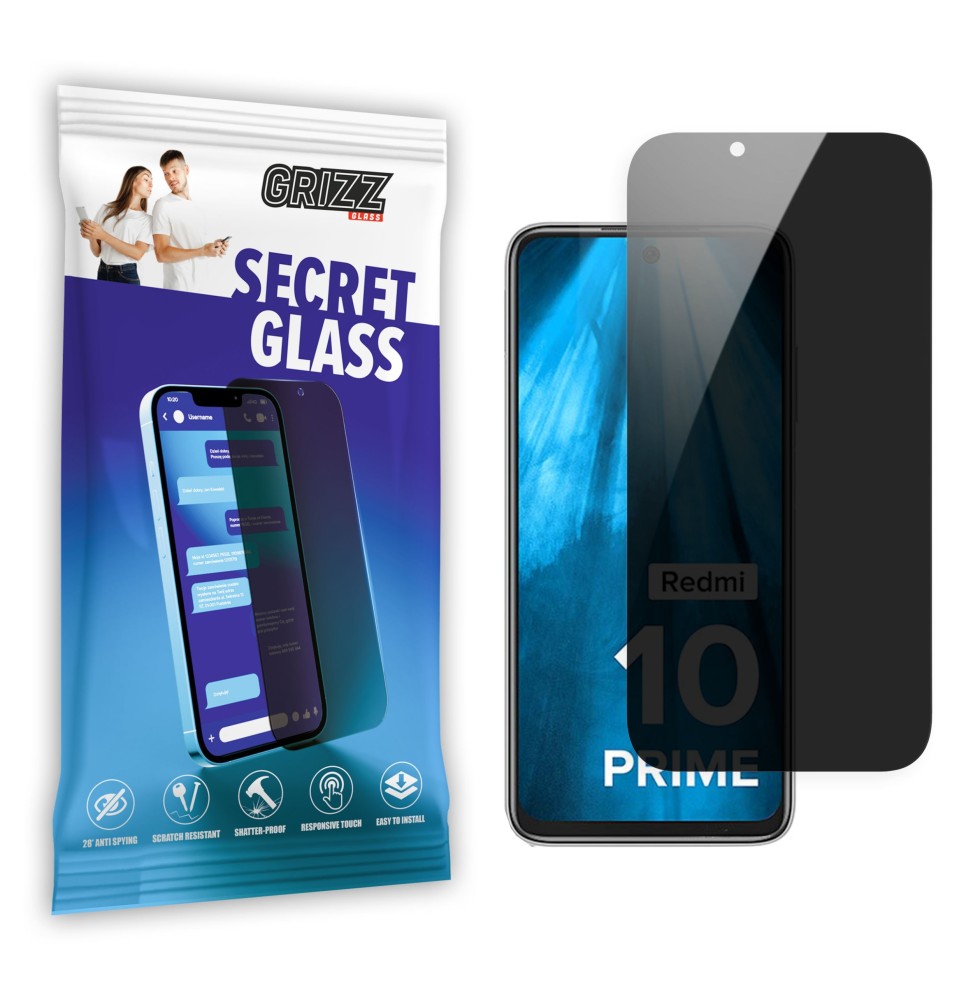 Sekretne szkło hybrydowe do Xiaomi Redmi 10 Prime 2022 prywatyzujące Grizz SecretGlass