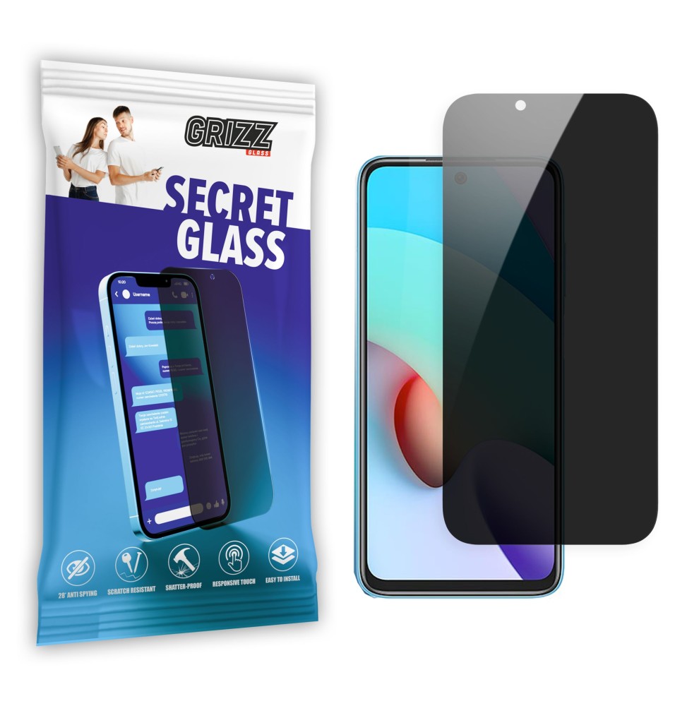 Sekretne szkło hybrydowe do Xiaomi Redmi 10C prywatyzujące Grizz SecretGlass
