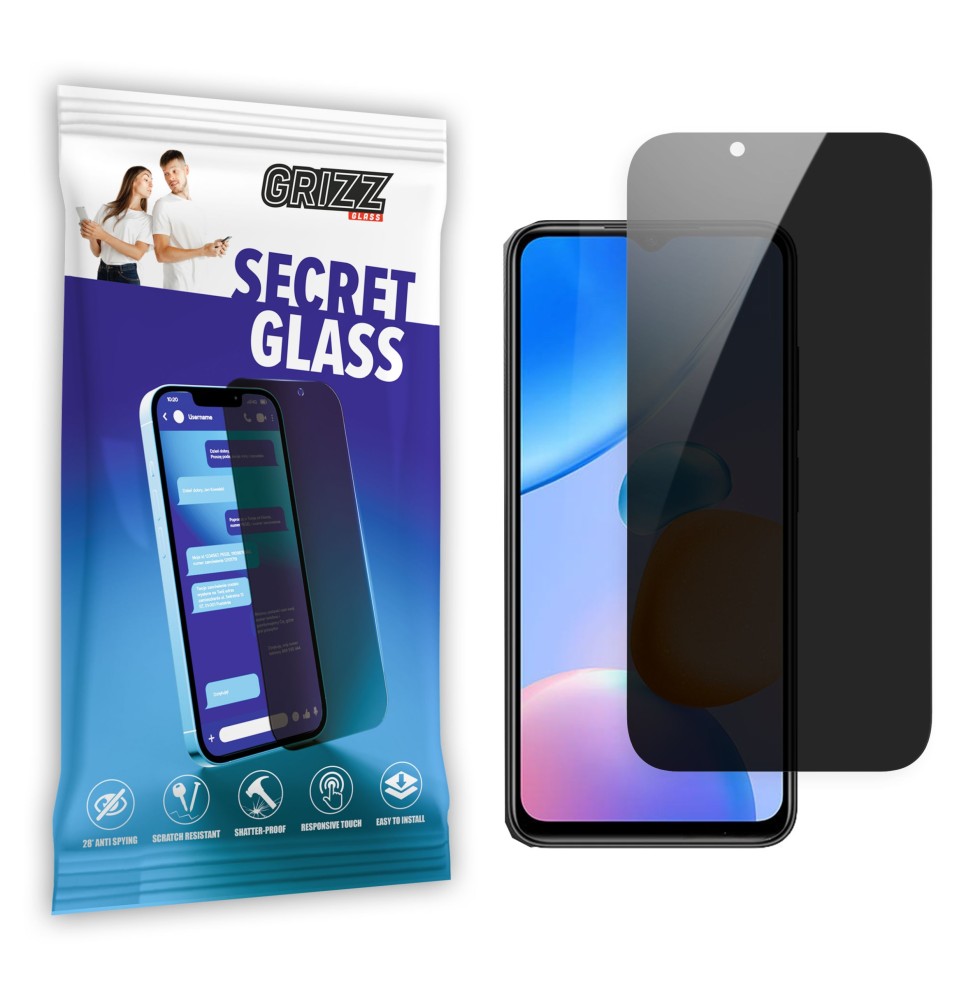 Sekretne szkło hybrydowe do Xiaomi Redmi 11 Prime prywatyzujące Grizz SecretGlass