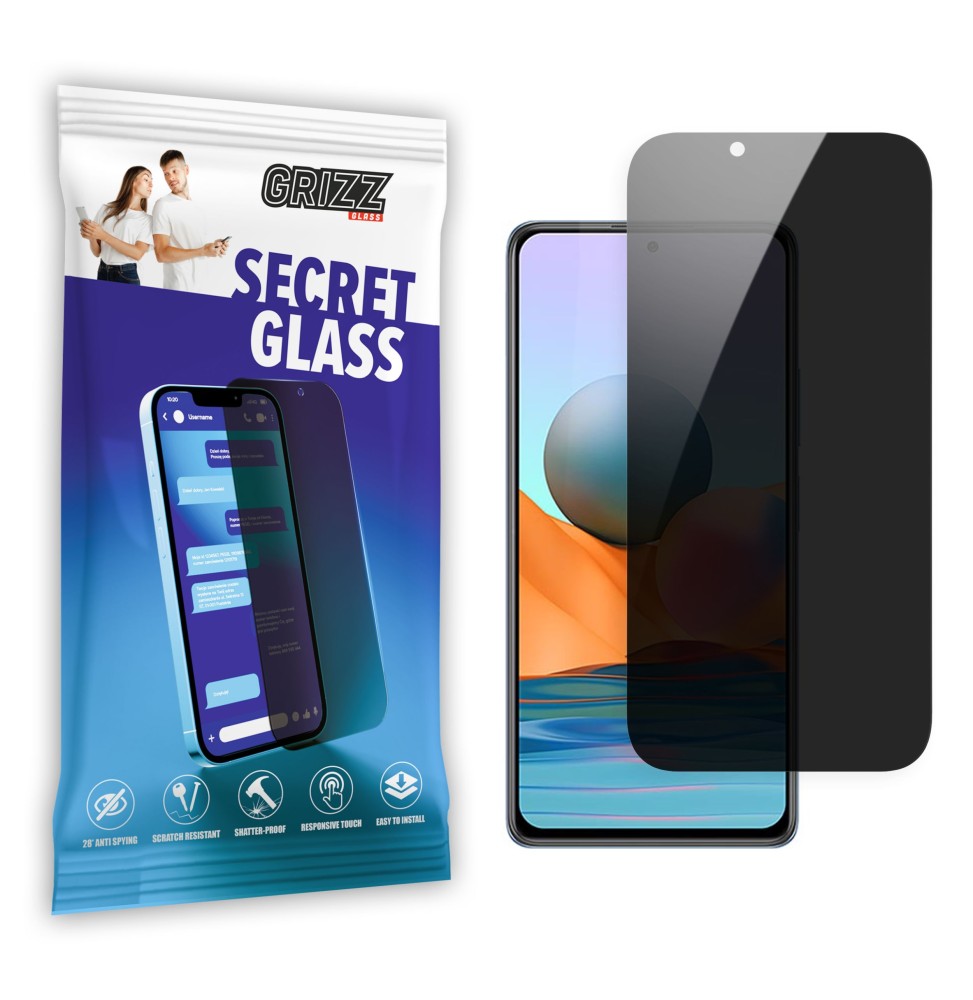 Sekretne szkło hybrydowe do Xiaomi Redmi Note 10 Pro Max prywatyzujące Grizz SecretGlass