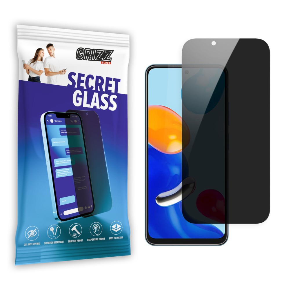 Sekretne szkło hybrydowe do Xiaomi Redmi Note 11 prywatyzujące Grizz SecretGlass