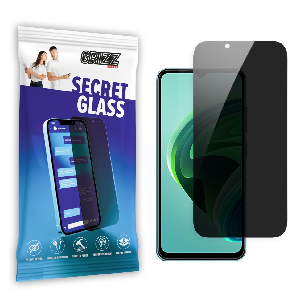 Sekretne szkło hybrydowe do Xiaomi Redmi Note 11E prywatyzujące Grizz SecretGlass
