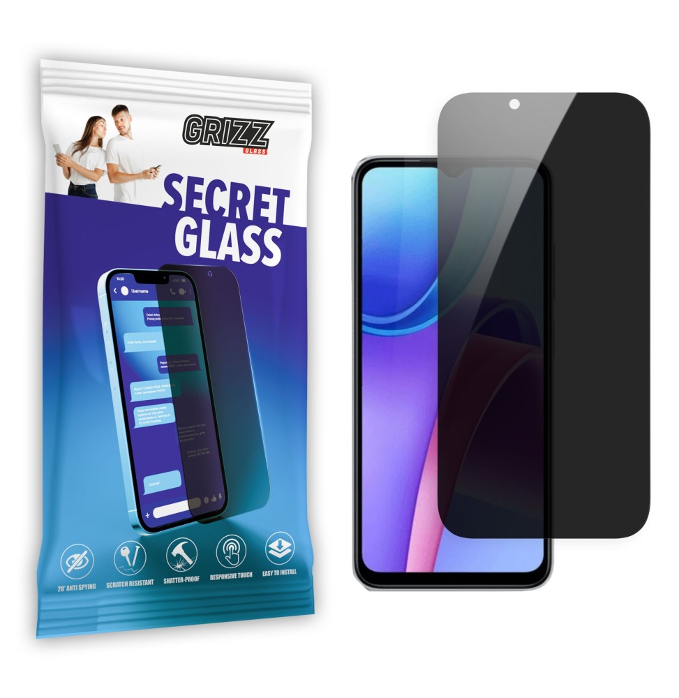 Sekretne szkło hybrydowe do Xiaomi Redmi Note 11R prywatyzujące Grizz SecretGlass
