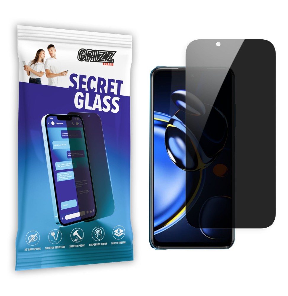 Sekretne szkło hybrydowe do Xiaomi Redmi Note 11SE prywatyzujące Grizz SecretGlass