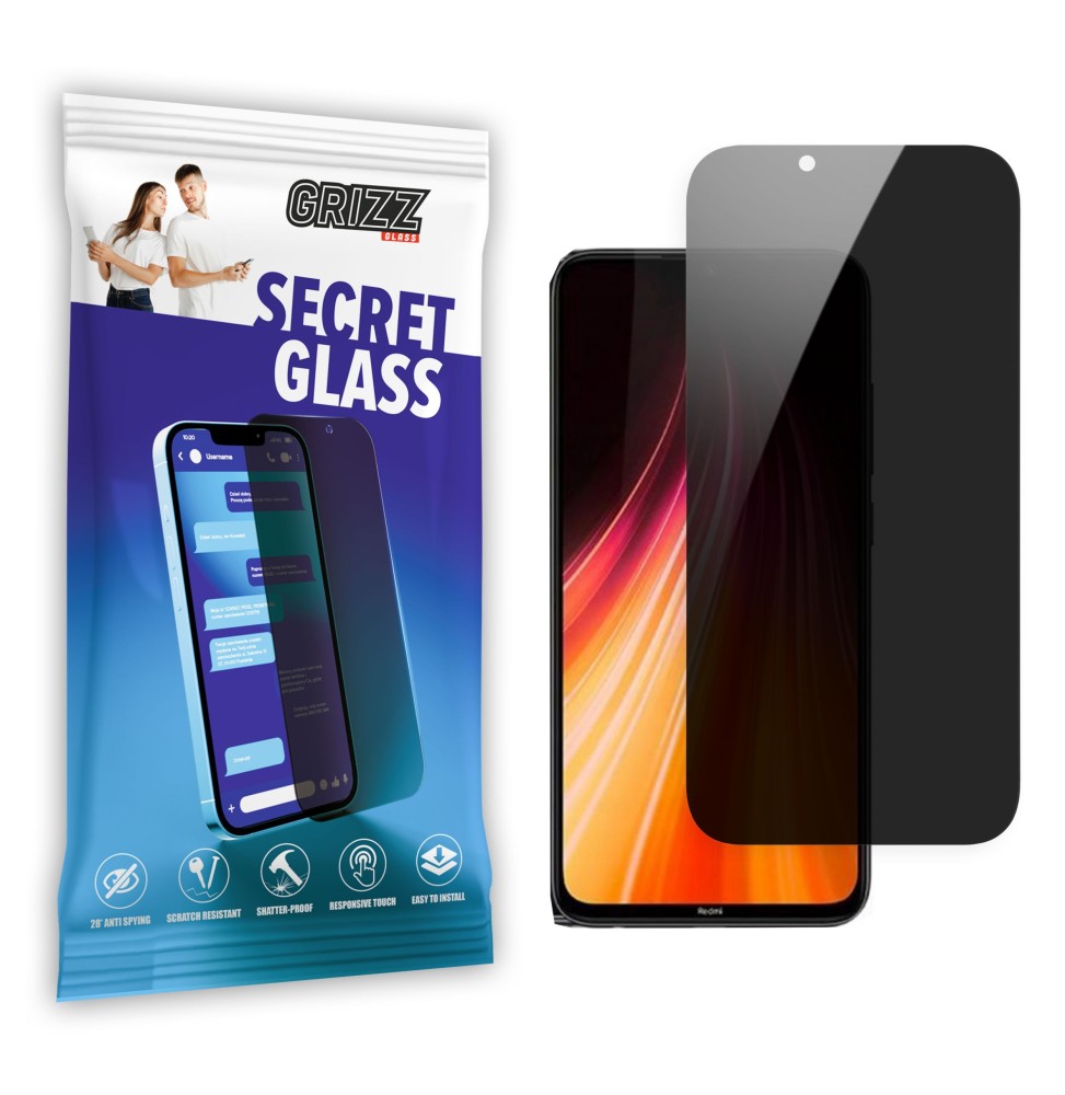 Sekretne szkło hybrydowe do Xiaomi Redmi Note 8T prywatyzujące Grizz SecretGlass