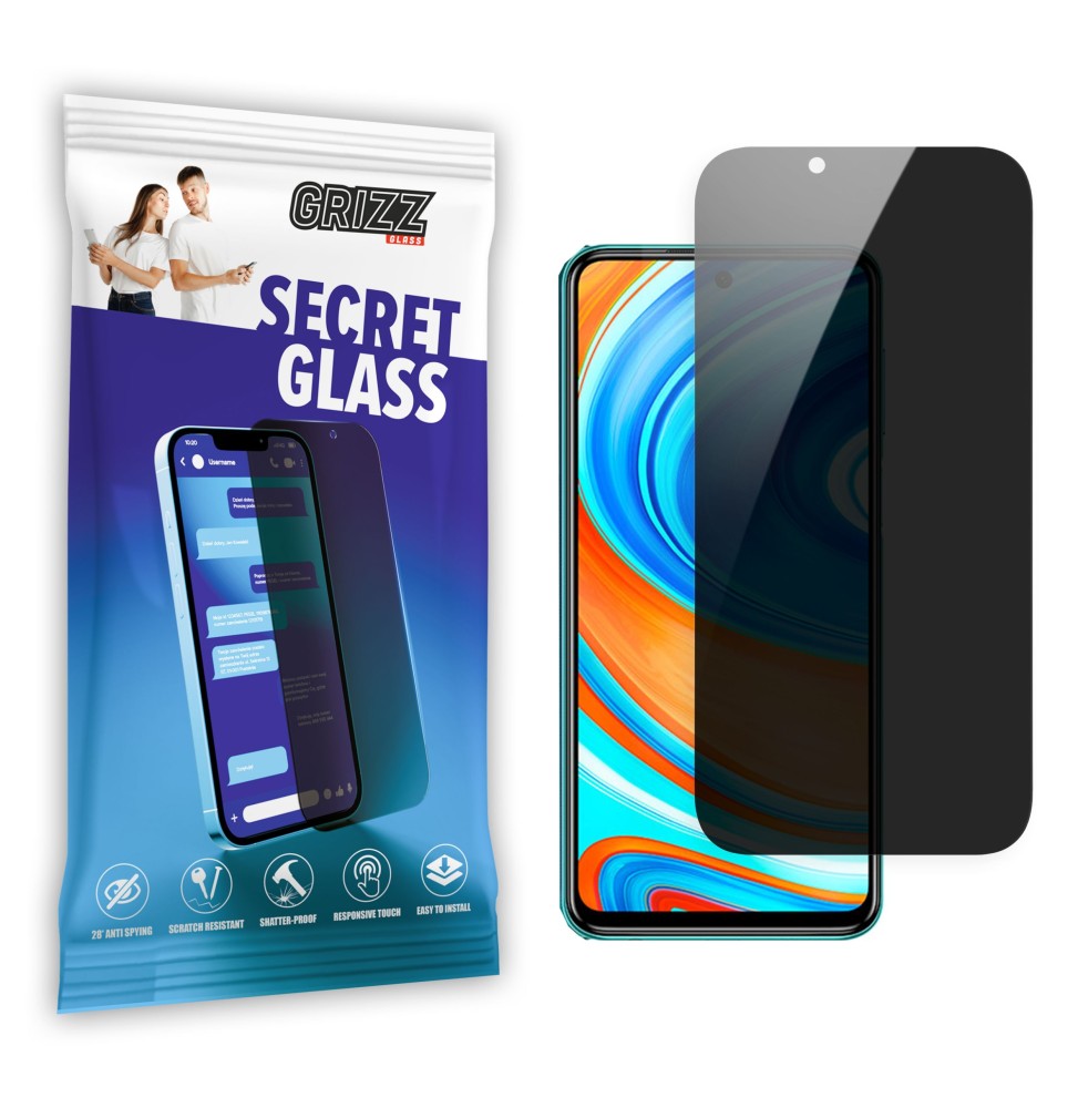 Sekretne szkło hybrydowe do Xiaomi Redmi Note 9 Pro 5G prywatyzujące Grizz SecretGlass