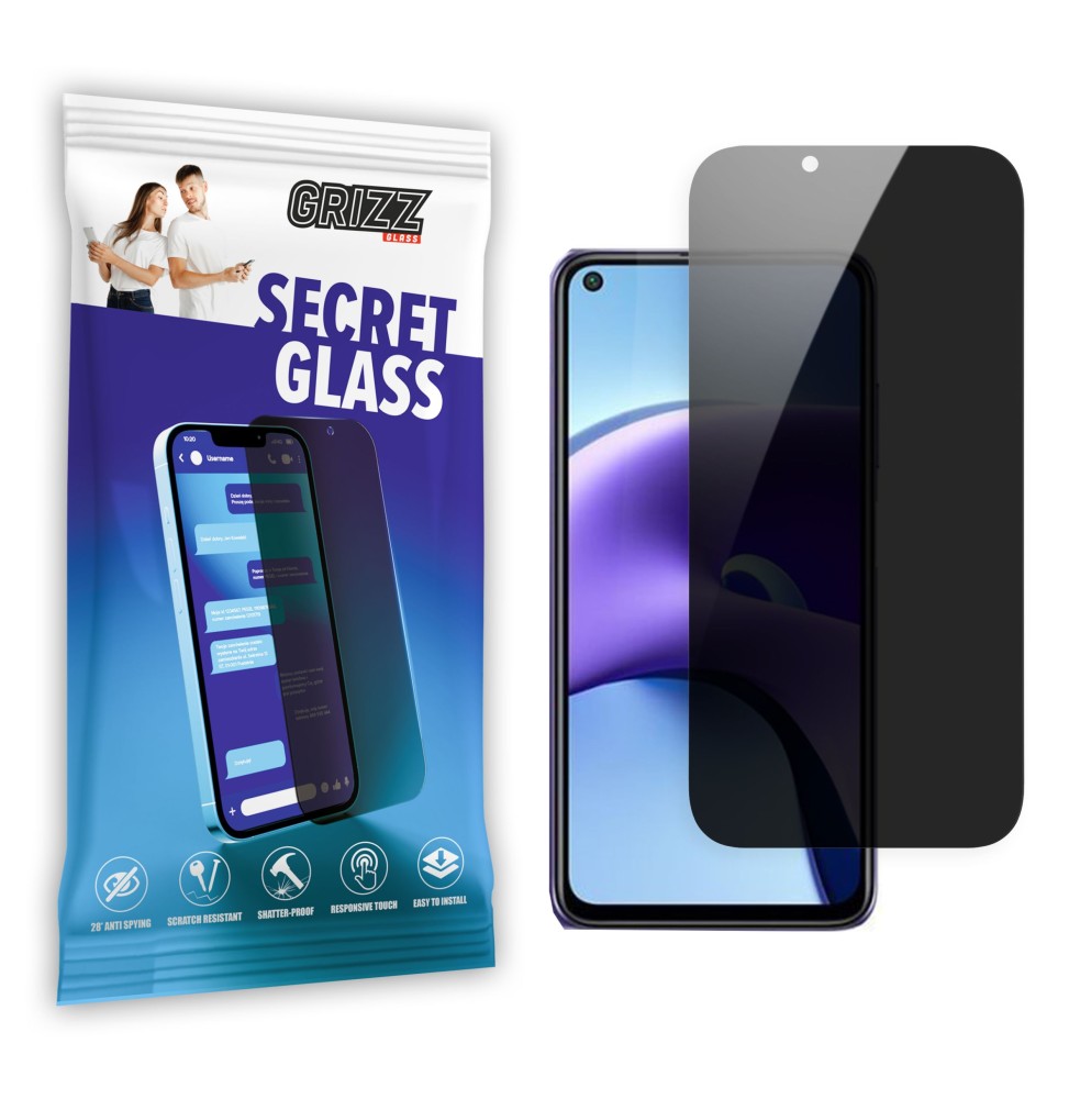 Sekretne szkło hybrydowe do Xiaomi Redmi Note 9T 5G prywatyzujące Grizz SecretGlass