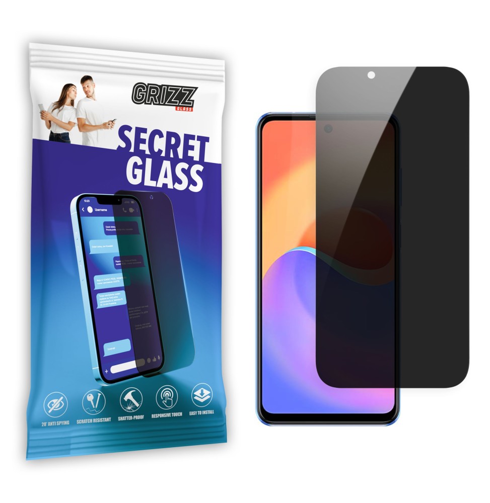 Sekretne szkło hybrydowe do ZTE S30 SE 5G prywatyzujące Grizz SecretGlass