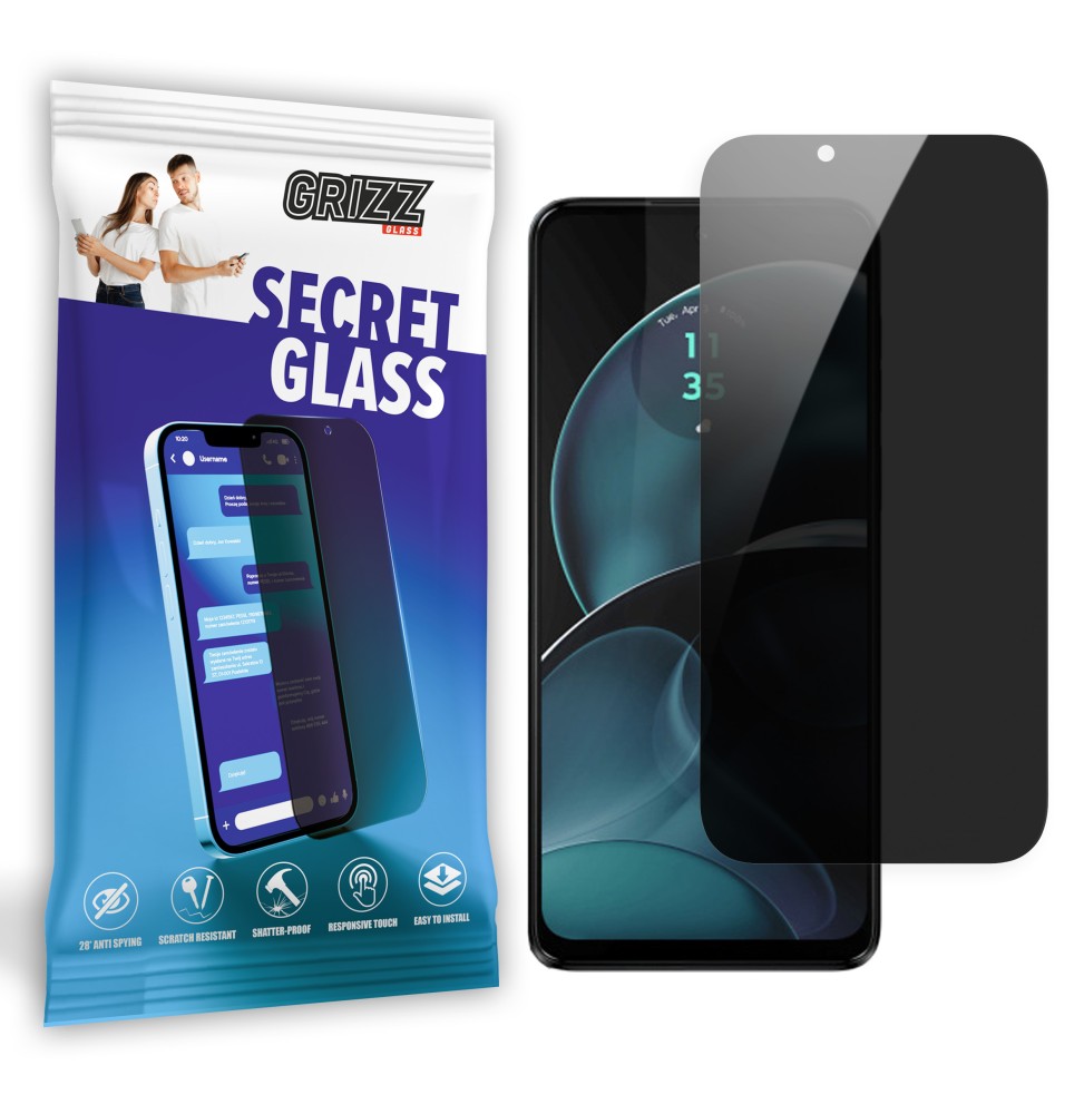 Sekretne szkło hybrydowe do Motorola Moto G14 prywatyzujące Grizz SecretGlass