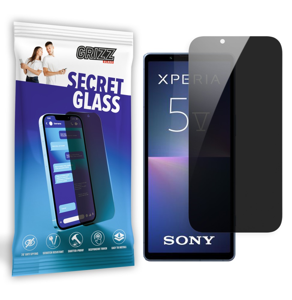 Sekretne szkło hybrydowe do Sony Xperia 5 V prywatyzujące Grizz SecretGlass