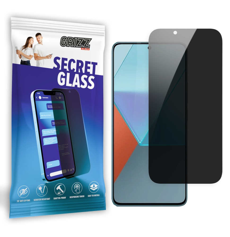 Sekretne szkło hybrydowe do Xiaomi Redmi Note 13 Pro 5G prywatyzujące Grizz SecretGlass