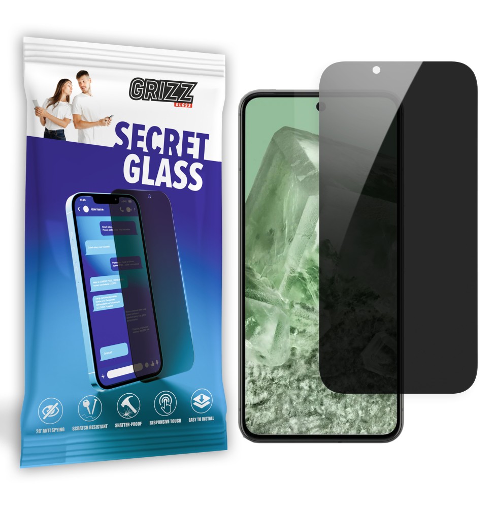 Sekretne szkło hybrydowe do Google Pixel 8 prywatyzujące Grizz SecretGlass