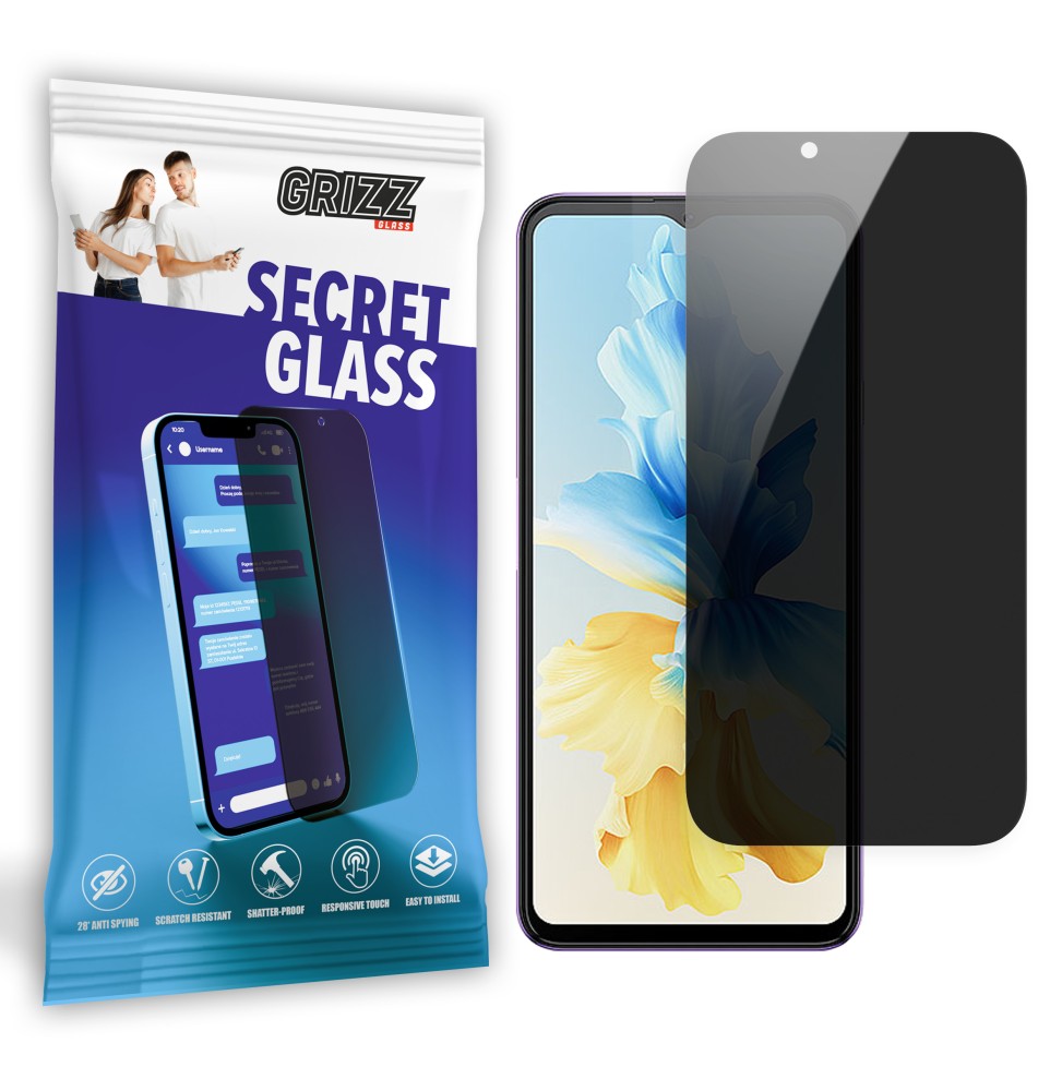 Sekretne szkło hybrydowe do Cubot Note 40 prywatyzujące Grizz SecretGlass