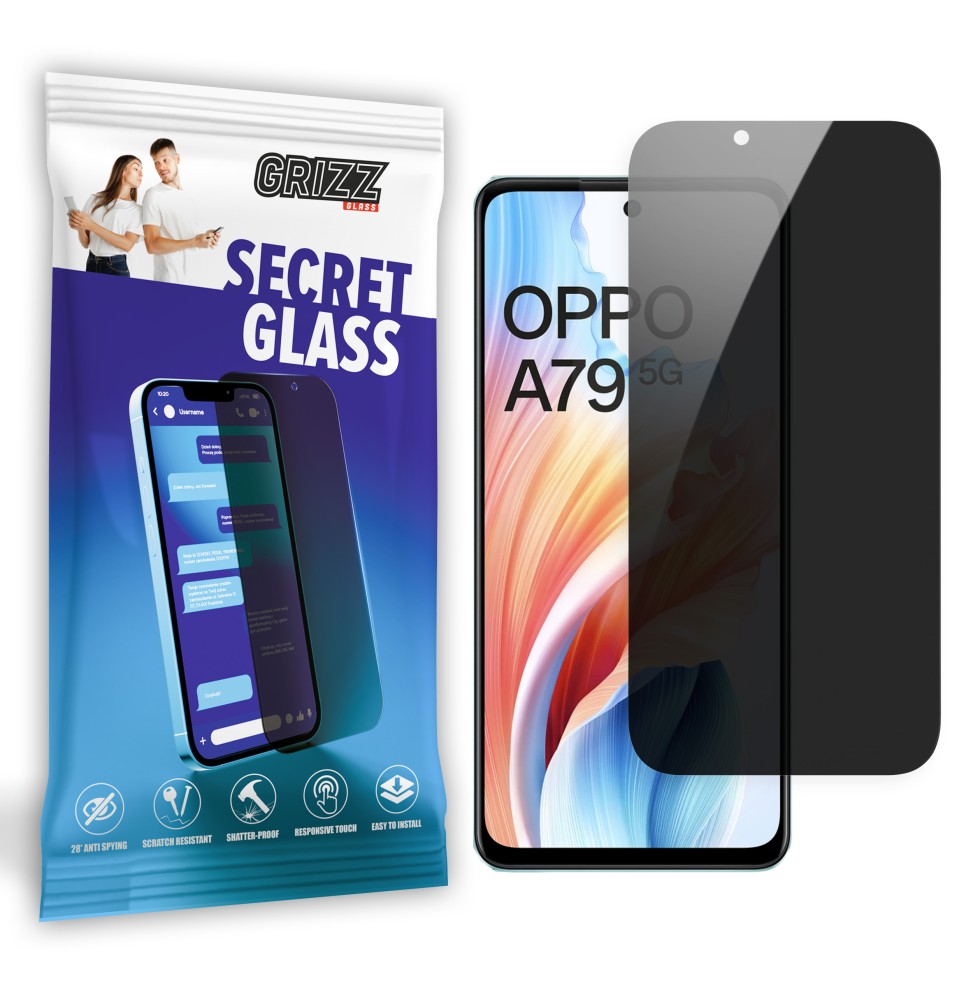 Sekretne szkło hybrydowe do Oppo A79 prywatyzujące Grizz SecretGlass