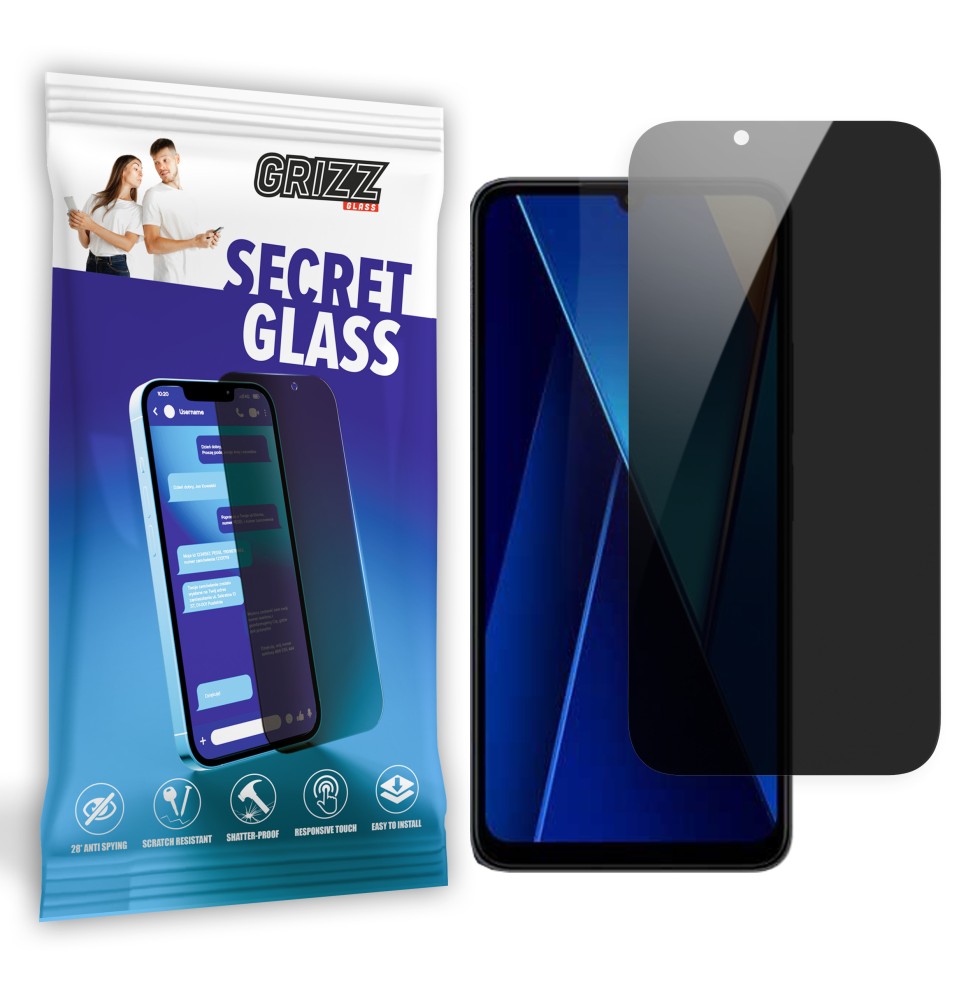 Sekretne szkło hybrydowe do Xiaomi POCO C65 prywatyzujące Grizz SecretGlass