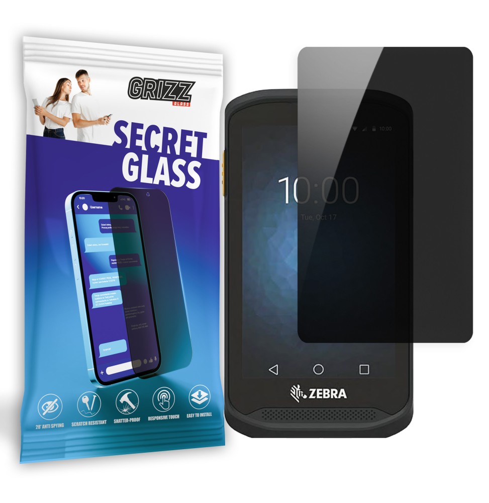 Sekretne szkło hybrydowe do Zebra TC25 prywatyzujące Grizz SecretGlass