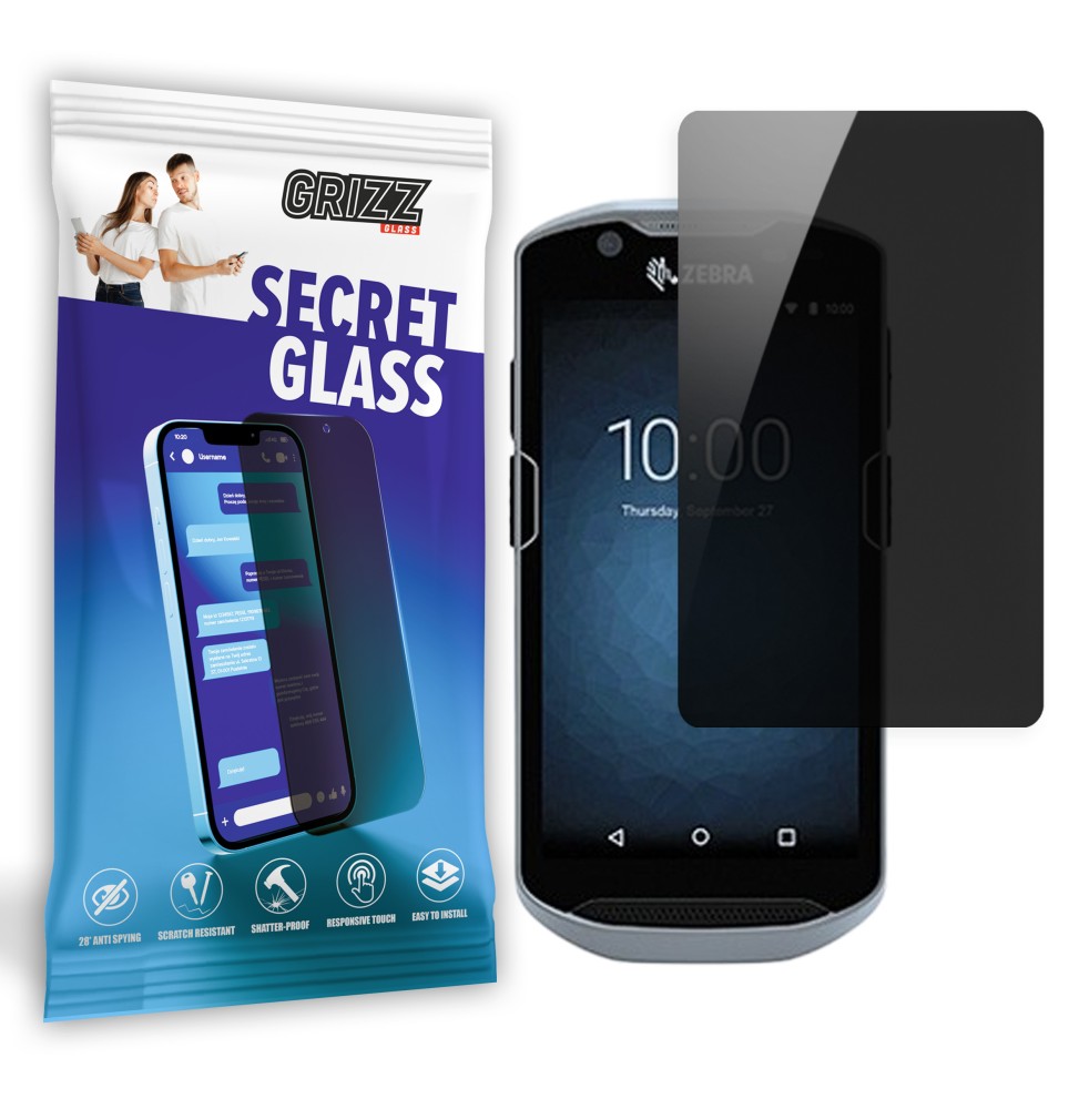 Sekretne szkło hybrydowe do Zebra TC52 / TC57 prywatyzujące Grizz SecretGlass