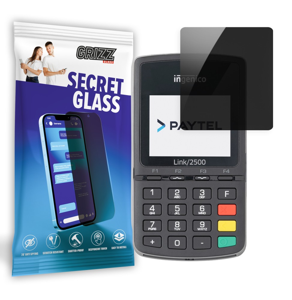 Sekretne szkło hybrydowe do Ingenico Link 2500 prywatyzujące Grizz SecretGlass