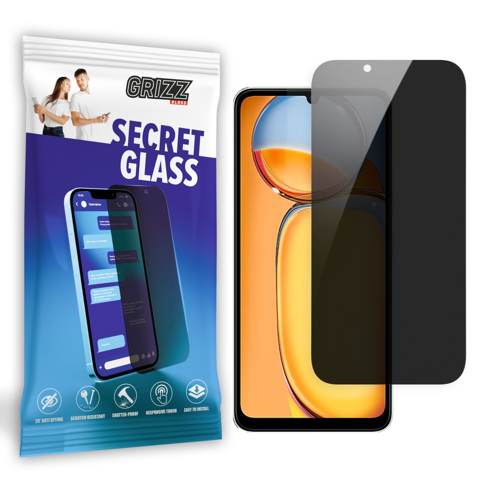 Sekretne szkło hybrydowe do Xiaomi Redmi 13C prywatyzujące Grizz SecretGlass