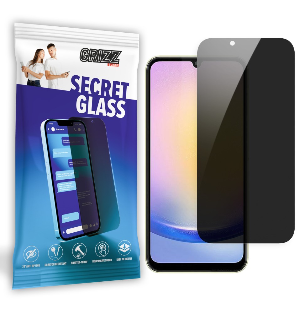 Sekretne szkło hybrydowe do Samsung Galaxy A25 prywatyzujące Grizz SecretGlass