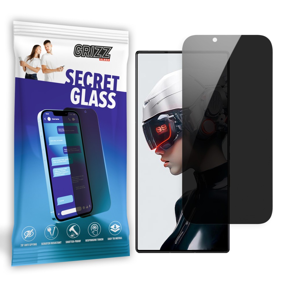 Sekretne szkło hybrydowe do ZTE Nubia Red Magic 9 Pro prywatyzujące Grizz SecretGlass