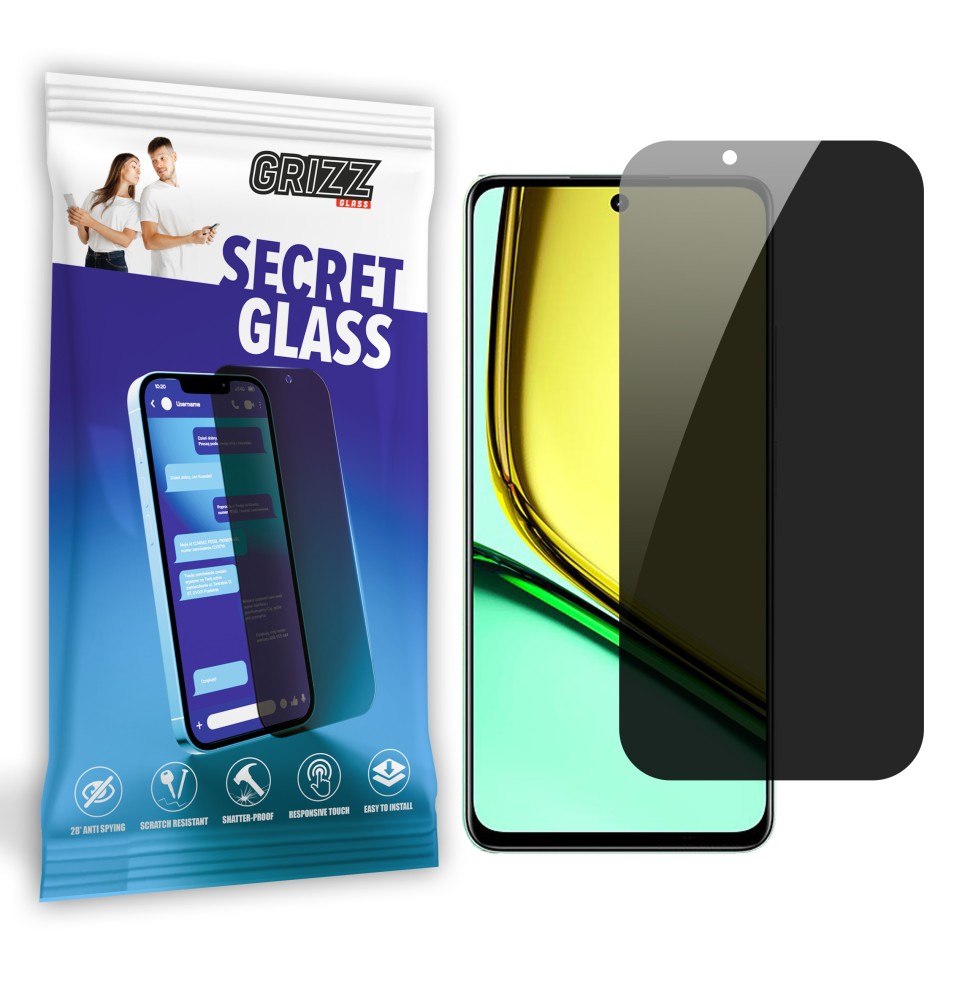 Sekretne szkło hybrydowe do Realme C67 prywatyzujące Grizz SecretGlass